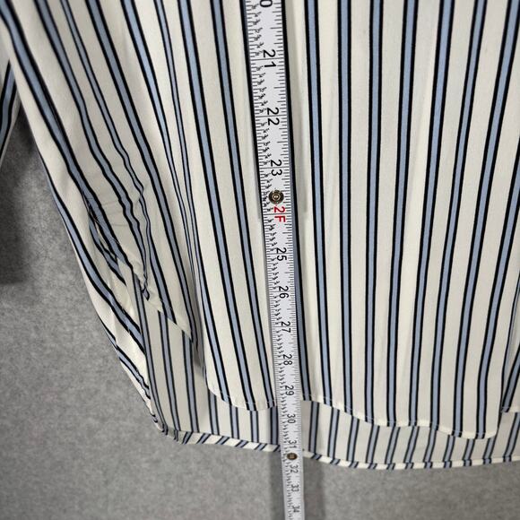 H&M‎ Blouse Womens 6 Small White Blue Striped Tunic Popover Shirt Career Office - Picture 6 of 11